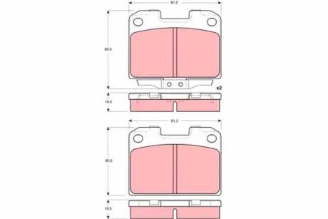 GDB3104 Гальмівні колодки, дискове гальмо (набір) TRW підбір по vin на Brocar