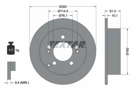 92156803 Диск гальмівний (задній) Hyundai Sonata V/Tucson/Kia Sportage 04- (262x10.1) PRO TEXTAR підбір по vin на Brocar