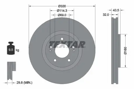 92169903 Гальмівний диск TEXTAR підбір по vin на Brocar