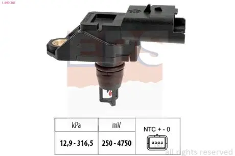 1993261 Датчик тиску повітря Berlingo/Partner 1.6 HDi 10-/Scudo/Jumpy/Expert 2.0 HDi 10- EPS підбір по vin на Brocar