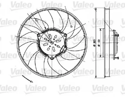 696082 Вентилятор радіатора кондиціонера VW Crafter/MB Sprinter 906 06- (d=320mm) 12V VALEO підбір по vin на Brocar