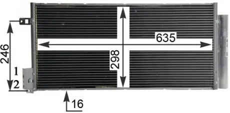 AC505001S Радіатор кондиціонера Opel Corsa 06-14/Fiat Bravo II 07-14/Grande Punto 05-/Punto 12- MAHLE / KNECHT підбір по vin на Brocar