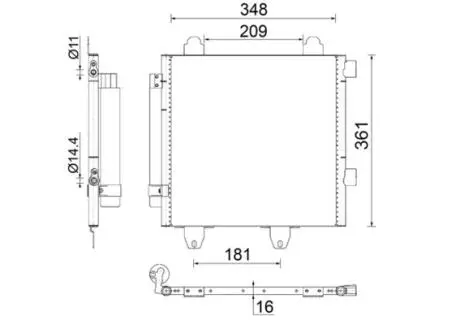 AC459001S Радіатор кондиціонера CITROEN C1/107/AYGO 1,0 05- MAHLE / KNECHT підбір по vin на Brocar