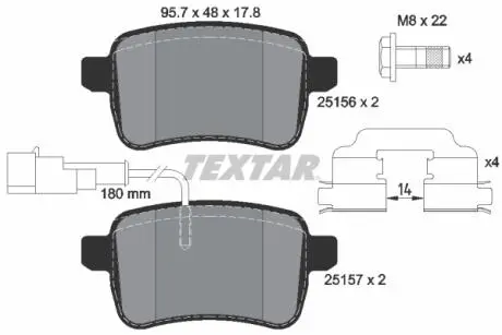 2515601 Гальмівні колодки, дискове гальмо (набір) TEXTAR підбір по vin на Brocar