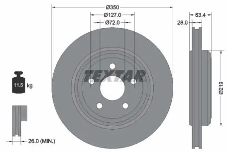 92282003 Гальмівний диск TEXTAR підбір по vin на Brocar