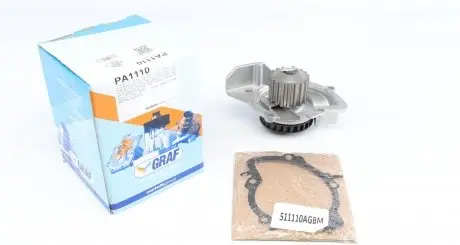 PA1110 Помпа води Citroen C4/C5/C8/Jumpy/Fiat Scudo/Peugeot 308/407/Ford Focus 2.0HDI 06- (18z)(B/B)(24лоп) GRAF підбір по vin на Brocar