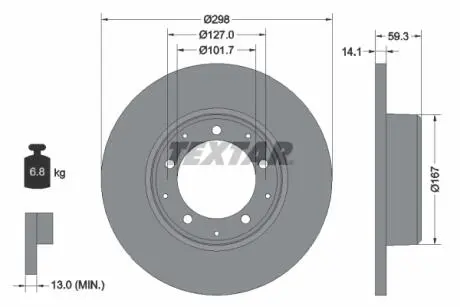 92230503 Гальмівний диск 92230503 TEXTAR TEXTAR підбір по vin на Brocar