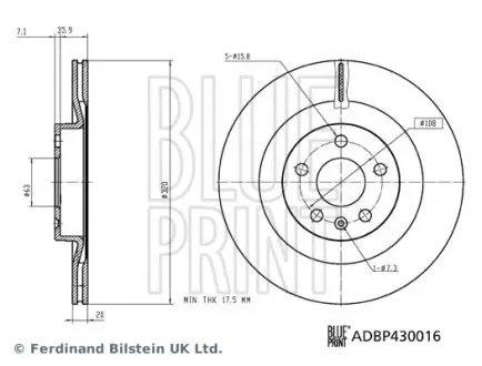 ADBP430016 TARCZA HAM. VOLVO T. S60/S90/V90/XC60/XC90 2,0 16- BLUE PRINT підбір по vin на Brocar