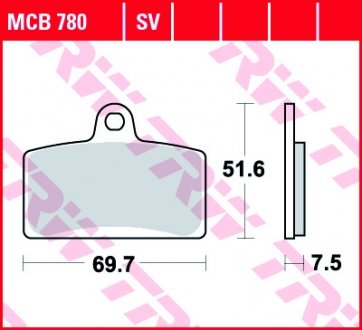 MCB780 Колодки торм. пер. 70.0 x 51.7 x 7.5 mm moto TRW подбор по vin на Brocar