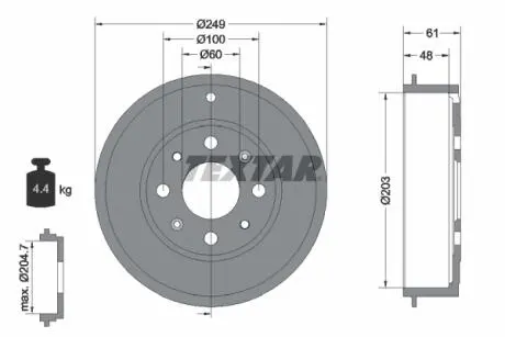 94027600 Гальмівний барабан TEXTAR підбір по vin на Brocar