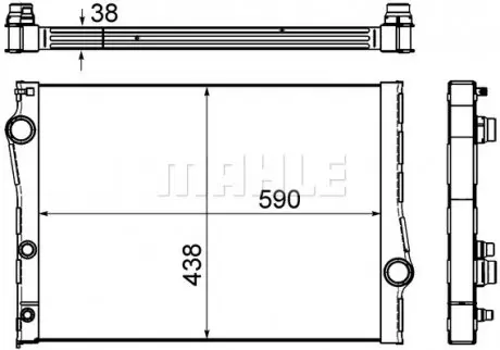 CR1049000S Радіатор охолодження BMW X5 (E70)/X6 (E71/E72) 3.0d/3.5i/4.0d 07- M57/N55/N57 MAHLE / KNECHT підбір по vin на Brocar