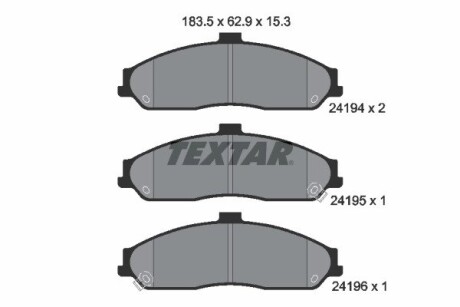 2419401 Гальмівні колодки, дискове гальмо (набір) TEXTAR підбір по vin на Brocar