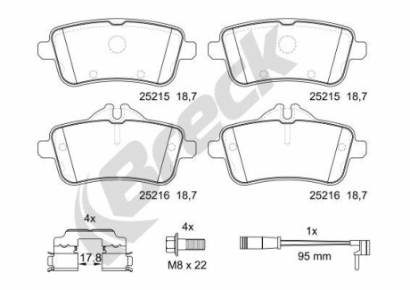 252150055410 Дисковые тормозные колодки, комплект BRECK подбор по vin на Brocar