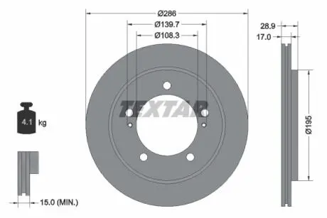 92136800 Гальмівний диск TEXTAR підбір по vin на Brocar