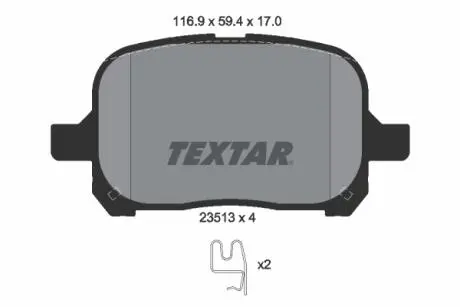 2351302 Колодки гальмівні (передні) Toyota Camry/Lexus ES 96- (Akebono) TEXTAR підбір по vin на Brocar