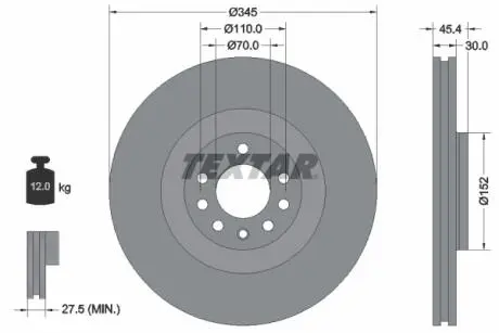 92242403 ВЕТЧИНА ТАРЧА. OPEL P. VECTRA C 02 2,8 V6/OPC 345 ММ TEXTAR підбір по vin на Brocar