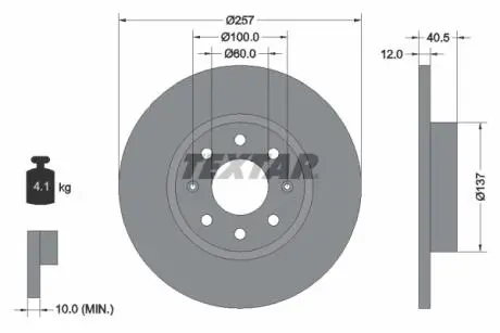 92164603 Тормозной диск TEXTAR подбор по vin на Brocar