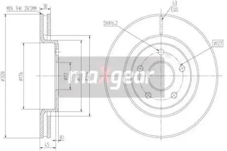 192323 Тормозной диск MAXGEAR підбір по vin на Brocar