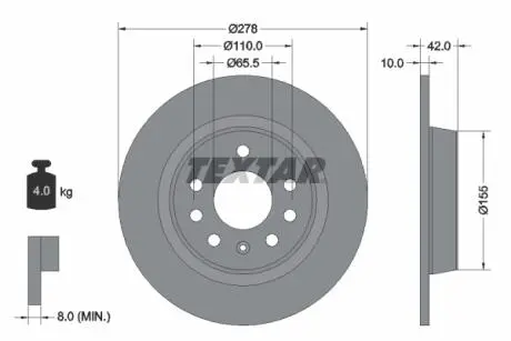 92167603 Гальмівний диск TEXTAR підбір по vin на Brocar
