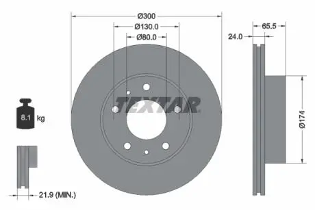 92116703 Диск гальмівний (передній) Fiat Ducato/Peugeot Boxer 1.8t 94- (300x24) PRO TEXTAR підбір по vin на Brocar