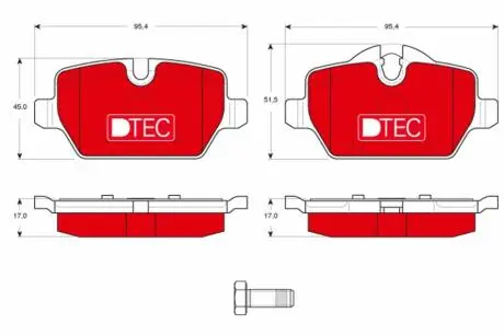GDB1612DTE Комплект гальмівних колодок, дискове гальмо GDB1612DTE TRW TRW підбір по vin на Brocar