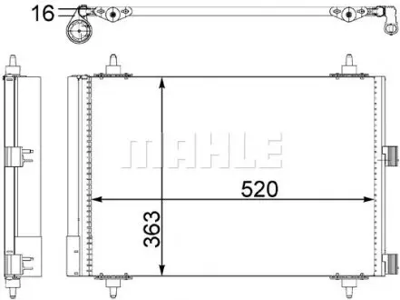 AC447000S Радіатор кондиціонера Citroen Berlingo/Peugeot Partner 1.6HDI 05- MAHLE / KNECHT підбір по vin на Brocar
