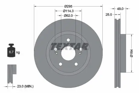 92156503 Диск гальмівний (передній) Suzuki Grand Vitara II 05- (295x25) PRO TEXTAR підбір по vin на Brocar