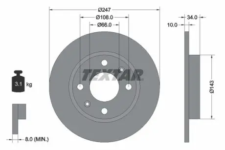 92029803 Тормозной диск TEXTAR подбор по vin на Brocar