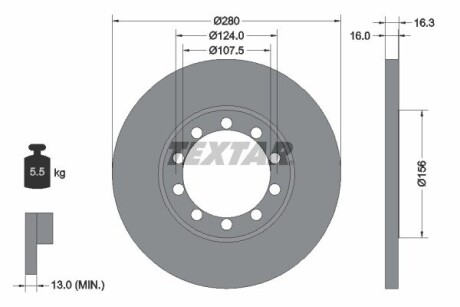 92152003 Гальмівний диск TEXTAR підбір по vin на Brocar