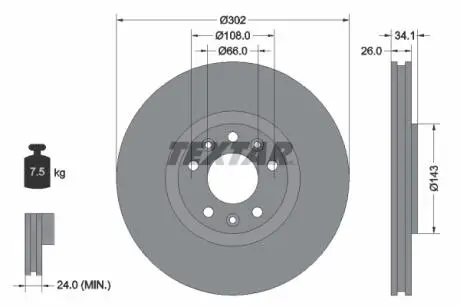 92268103 Гальмівний диск TEXTAR підбір по vin на Brocar