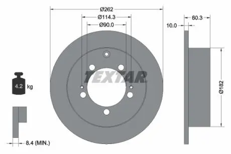 92136103 Диск гальмівний (задній) Mitsubishi Outlander/Lancer 03- (262x10) PRO TEXTAR підбір по vin на Brocar