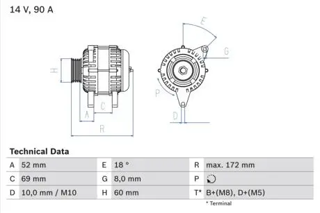 0986080030 Генератор BOSCH підбір по vin на Brocar
