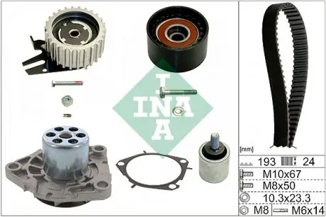 530061930 Комплект (ремінь+ролики+помпа) INA підбір по vin на Brocar