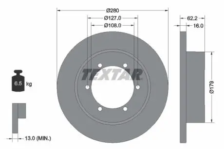 92308500 Гальмівний диск TEXTAR підбір по vin на Brocar