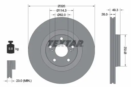 92195300 Тормозной диск 92195300 TEXTAR TEXTAR підбір по vin на Brocar