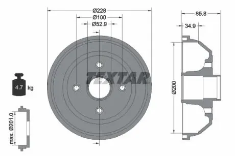 94024100 Тормозной барабан TEXTAR подбор по vin на Brocar