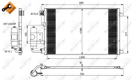 350042 Радиатор кондиционера (с осушителем) Nissan Qashqai 1.6 07-13 NRF подбор по vin на Brocar
