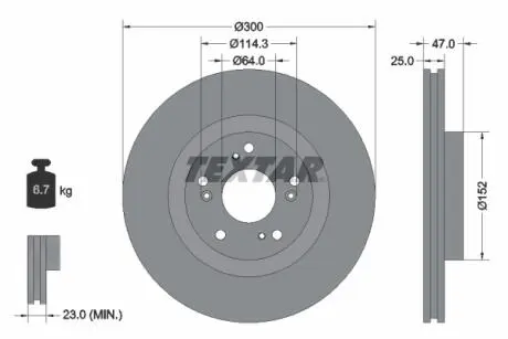 92177903 Гальмівний диск TEXTAR підбір по vin на Brocar