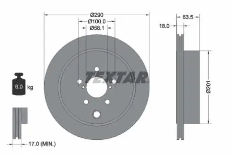 92270903 Диск тормозной (задний) Subaru Outback/Impreza 07- (290x18) PRO TEXTAR підбір по vin на Brocar