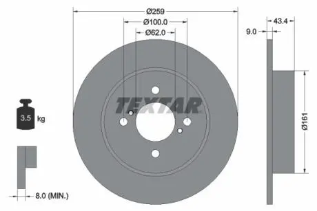 92242303 Тормозной диск 92242303 TEXTAR TEXTAR підбір по vin на Brocar