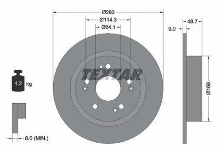 92301603 Диск тормозной (задний) Honda Accord 18-/Hr-V 14- (282x9) PRO TEXTAR підбір по vin на Brocar