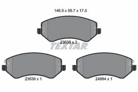 2363801 Комплект тормозных колодок, дисковый тормоз TEXTAR подбор по vin на Brocar