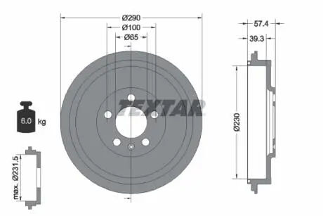 94024300 Гальмівний барабан TEXTAR підбір по vin на Brocar