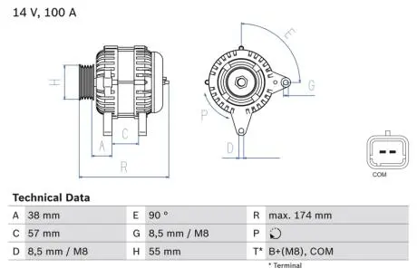 0986083200 Генератор BOSCH підбір по vin на Brocar