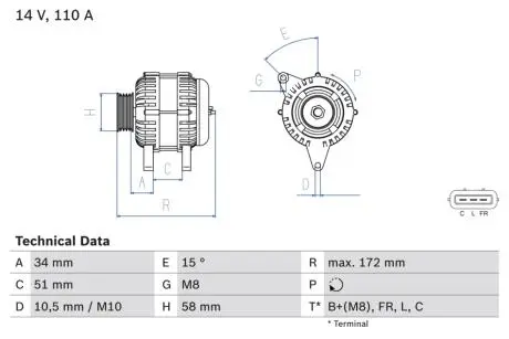 0986083520 ALTERNATOR KIA CEED 1,4CVVT 09- REGENEROWANY BOSCH підбір по vin на Brocar