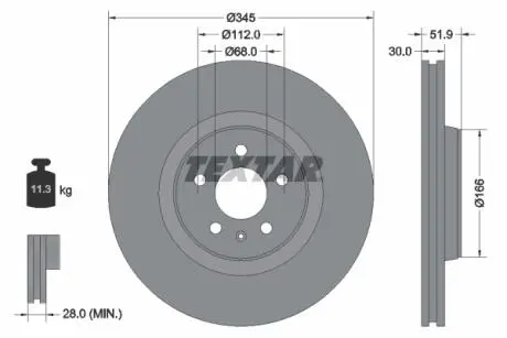 92229203 Гальмівний диск 92229203 TEXTAR TEXTAR підбір по vin на Brocar