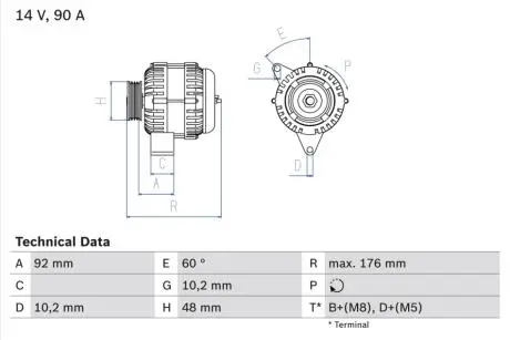 0986039740 Генератор 0 986 039 740 BOSCH BOSCH підбір по vin на Brocar