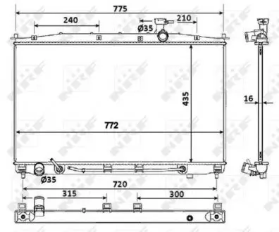 53943 Радіатор охолодження Hyundai Santa Fe 2.2CRDi/2.7 V6 06-12 NRF підбір по vin на Brocar