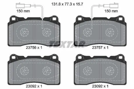 2375601 Комплект гальмівних колодок, дискове гальмо TEXTAR підбір по vin на Brocar
