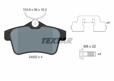 2492204 Тормозные колодки, дисковые 2492204 TEXTAR TEXTAR подбор по vin на Brocar